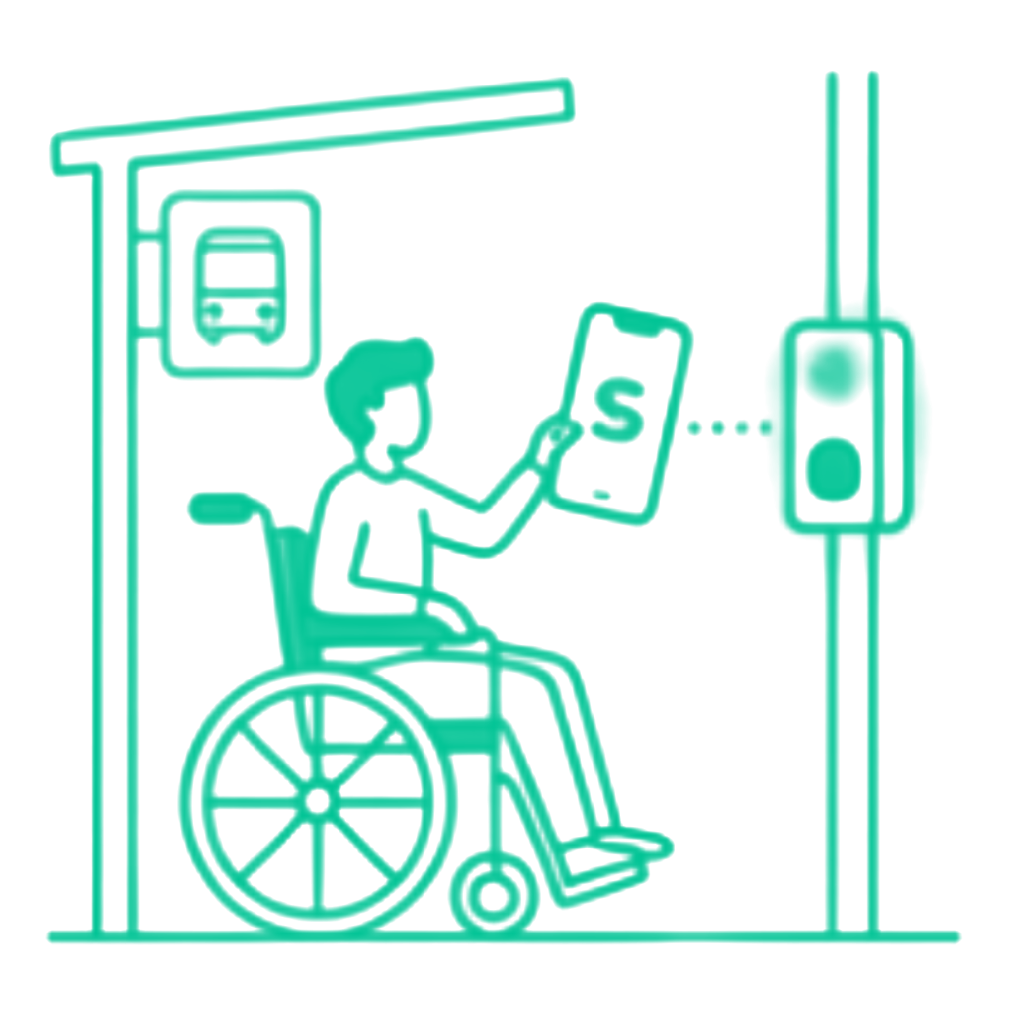 Ilustração de usuário utilizando o app Sigabem no celular para solicitar embarque