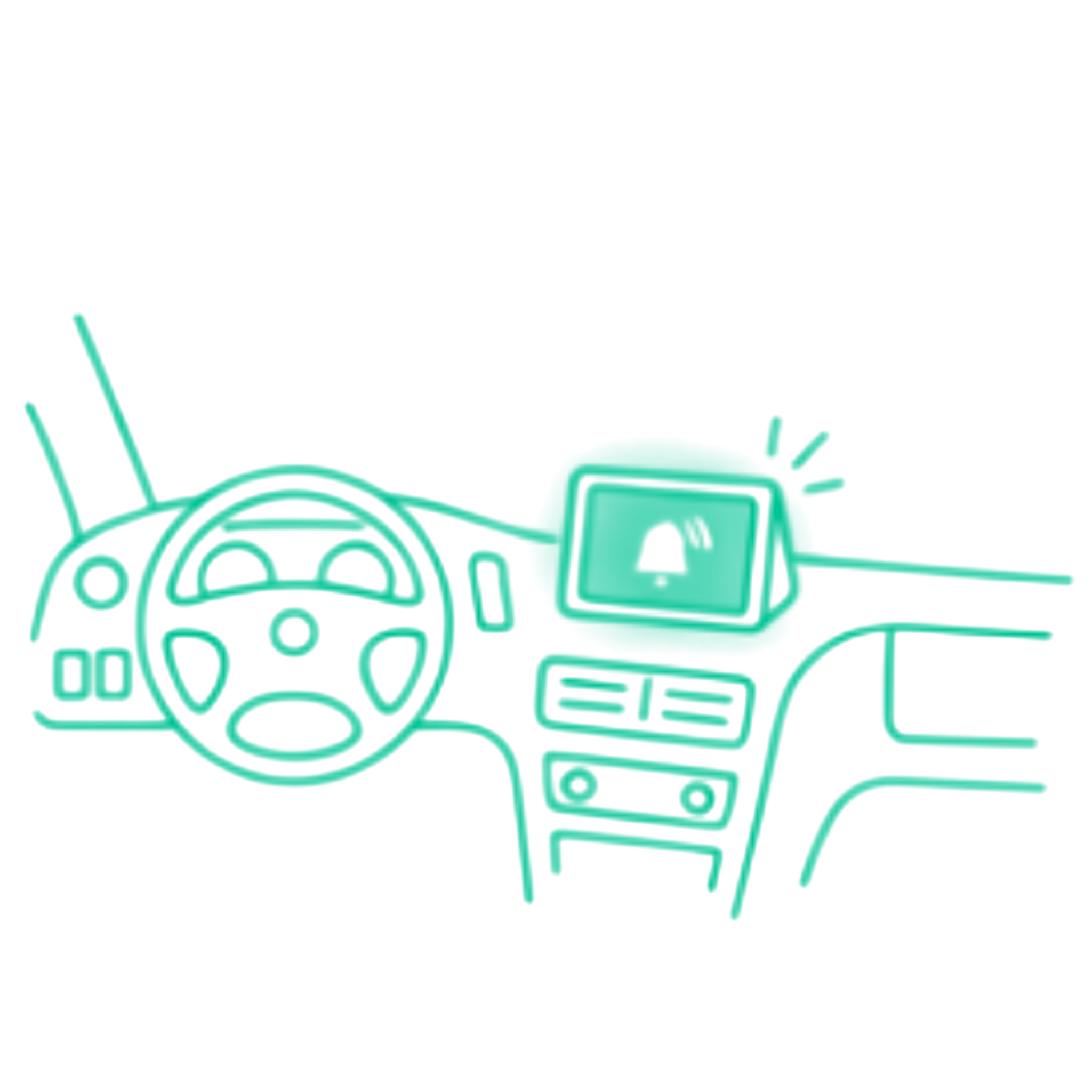 Ilustração do dispositivo Sigabem Bus emitindo alerta visual e sonoro ao motorista