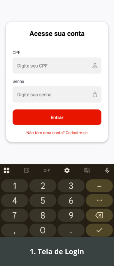 Tela 1 do Sigabem App: Tela de Login